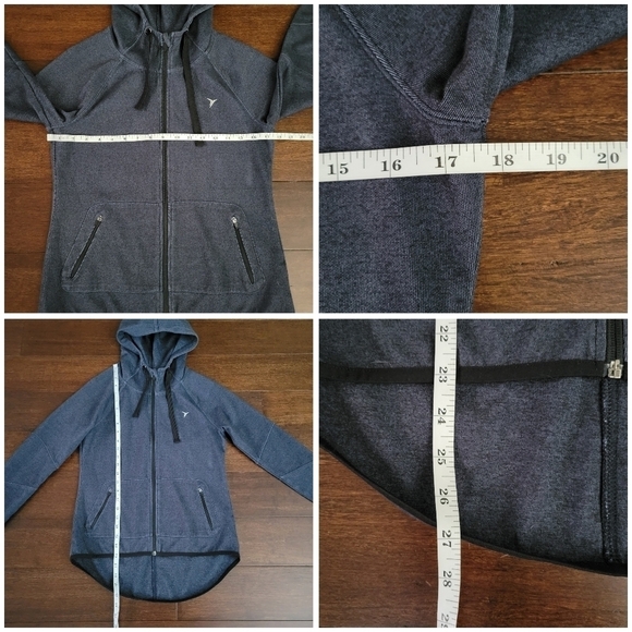 Old Navy Women’s Size S Go-Warm Tech-Fleece Zip-Up Activewear Hoodie Blue - Picture 8 of 9